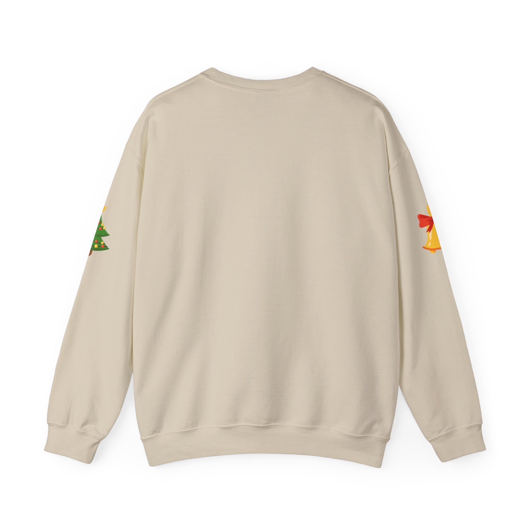 Santa in Wreath Crewneck Sweatshirt | Christmas Tree Sleeve Accents - Etna Gift