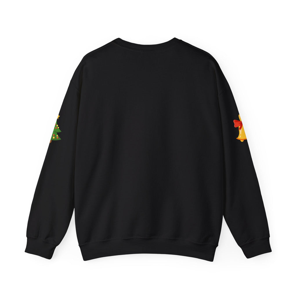 Santa in Wreath Crewneck Sweatshirt Christmas Tree Sleeve Accents - Etna Gift