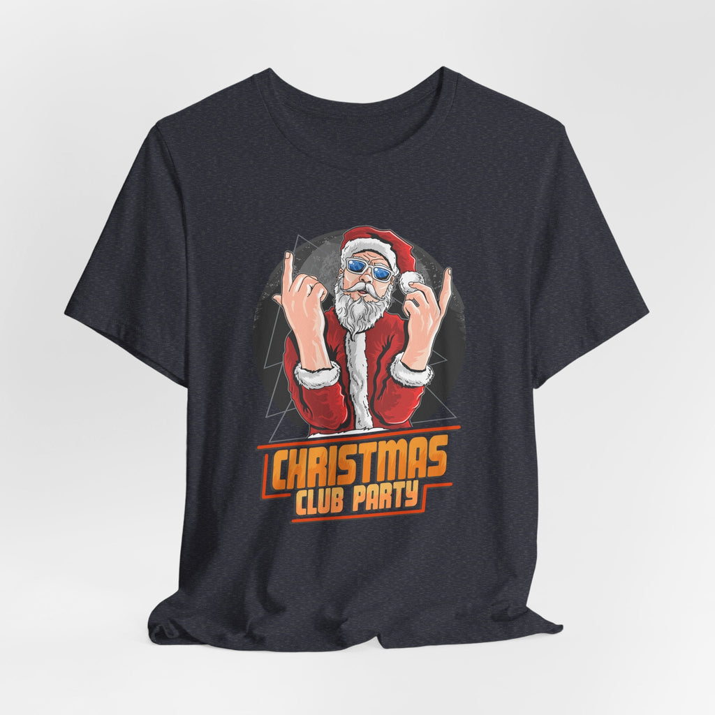 Santa Rocker Christmas Club Party Tee Retro Holiday Graphic - Etna Gift