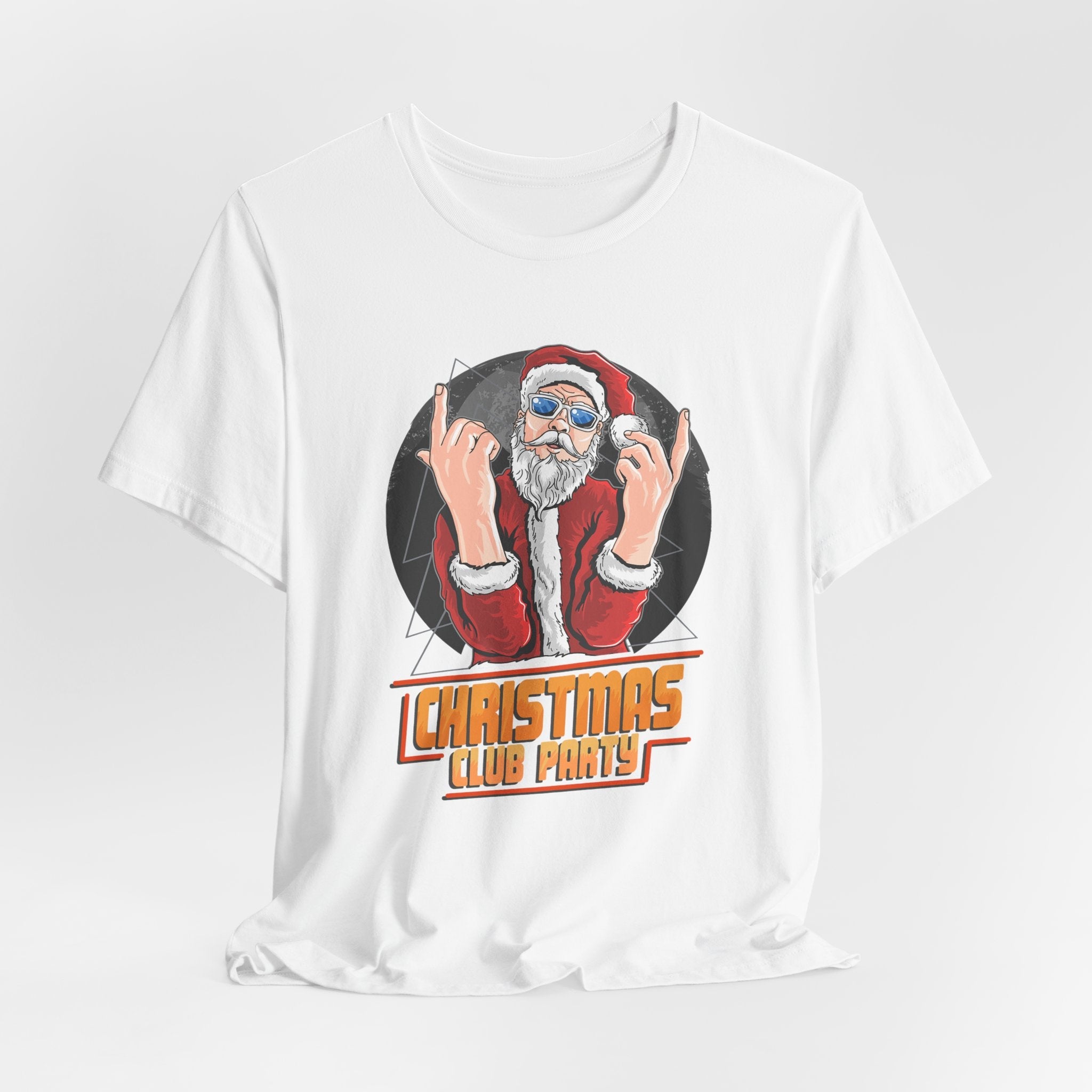 Santa Rocker Christmas Club Party Tee Retro Holiday Graphic - Etna Gift