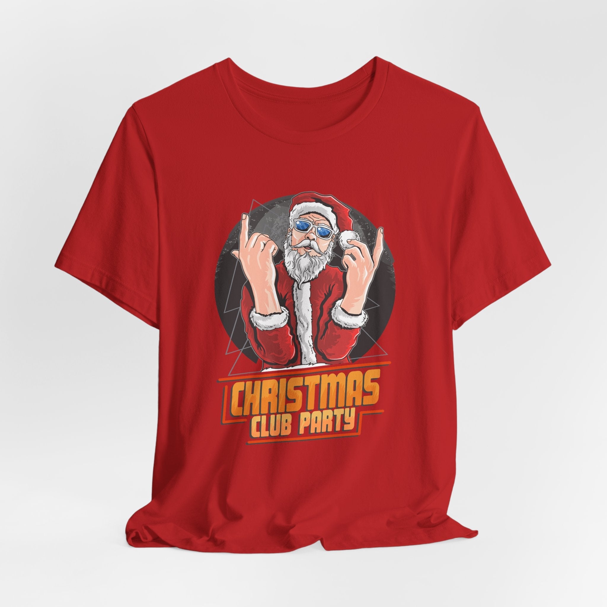 Santa Rocker Christmas Club Party Tee Retro Holiday Graphic - Etna Gift
