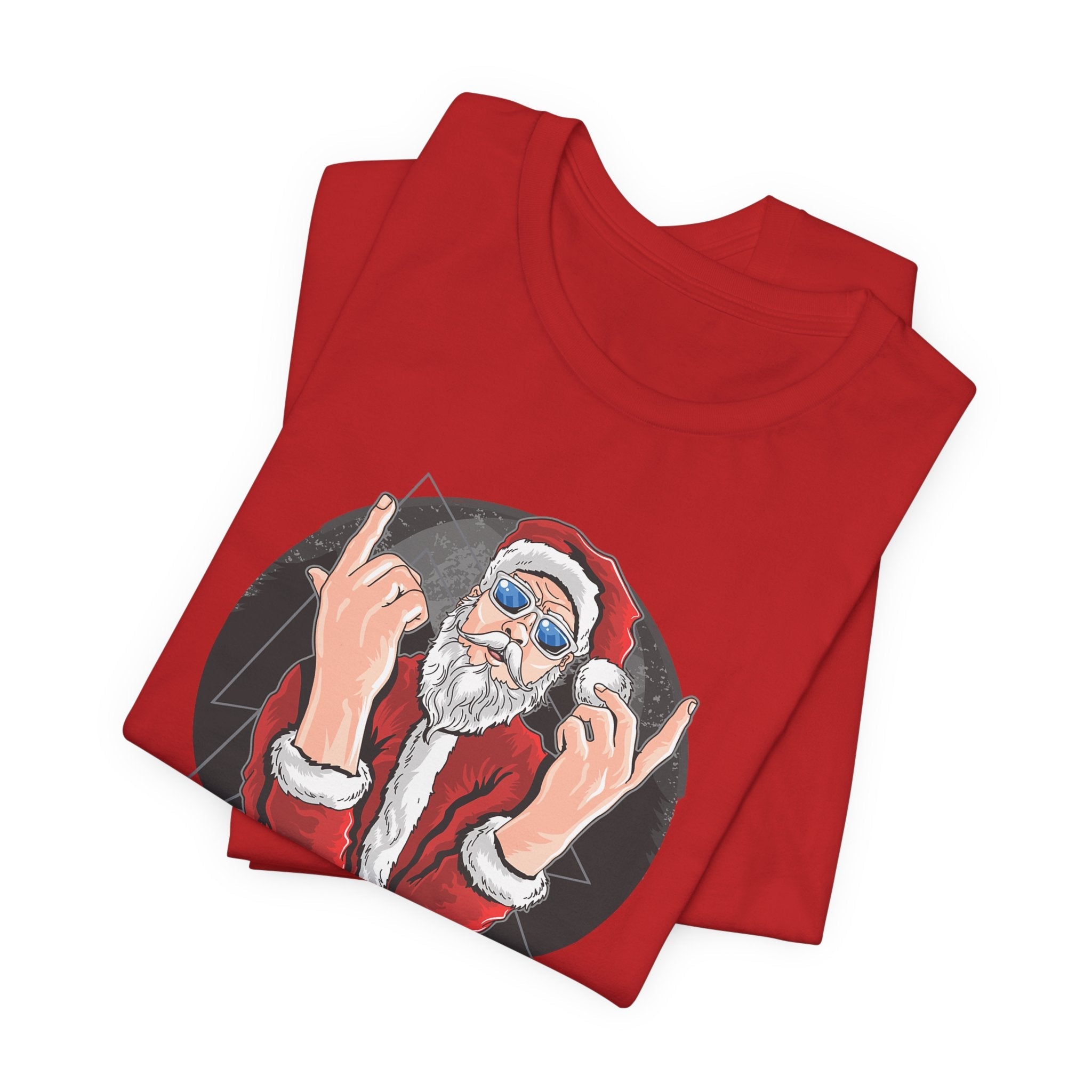 Santa Rocker Christmas Club Party Tee Retro Holiday Graphic - Etna Gift