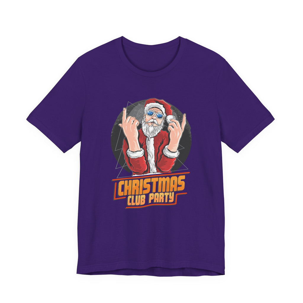 Santa Rocker Christmas Club Party Tee Retro Holiday Graphic - Etna Gift