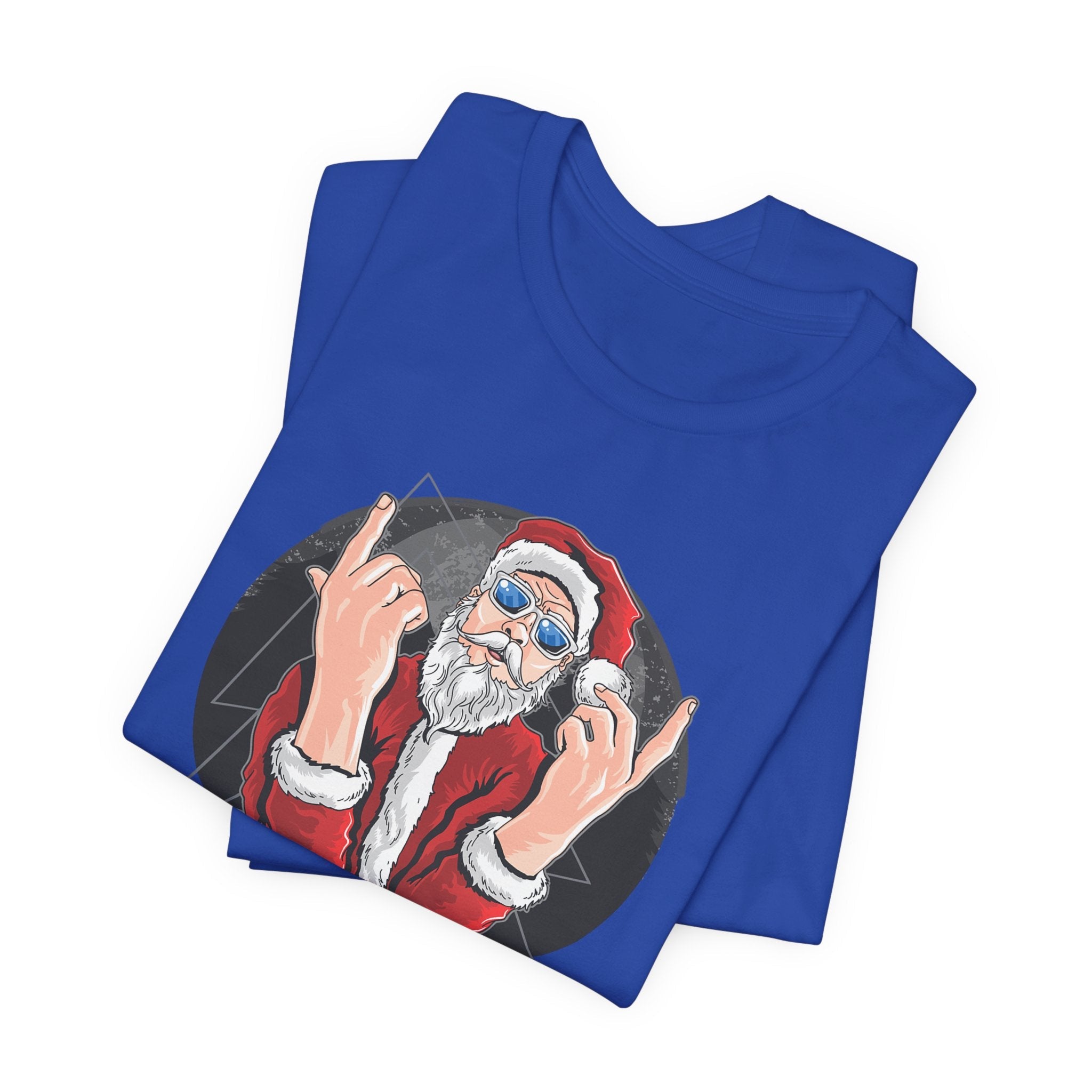 Santa Rocker Christmas Club Party Tee Retro Holiday Graphic - Etna Gift