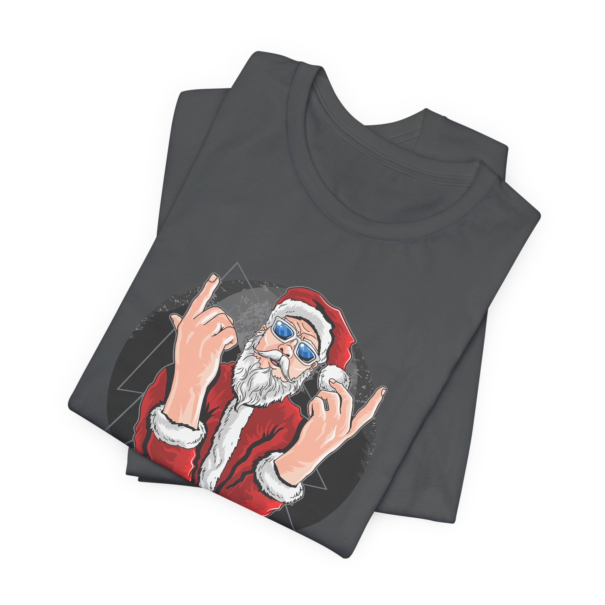 Santa Rocker Christmas Club Party Tee Retro Holiday Graphic - Etna Gift