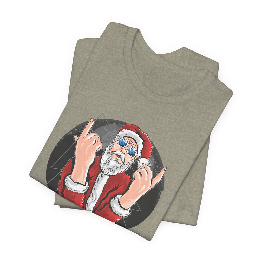Santa Rocker Christmas Club Party Tee Retro Holiday Graphic - Etna Gift