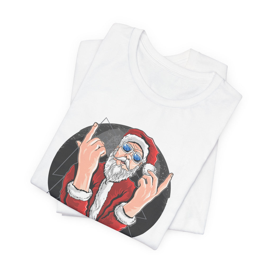 Santa Rocker Christmas Club Party Tee Retro Holiday Graphic - Etna Gift