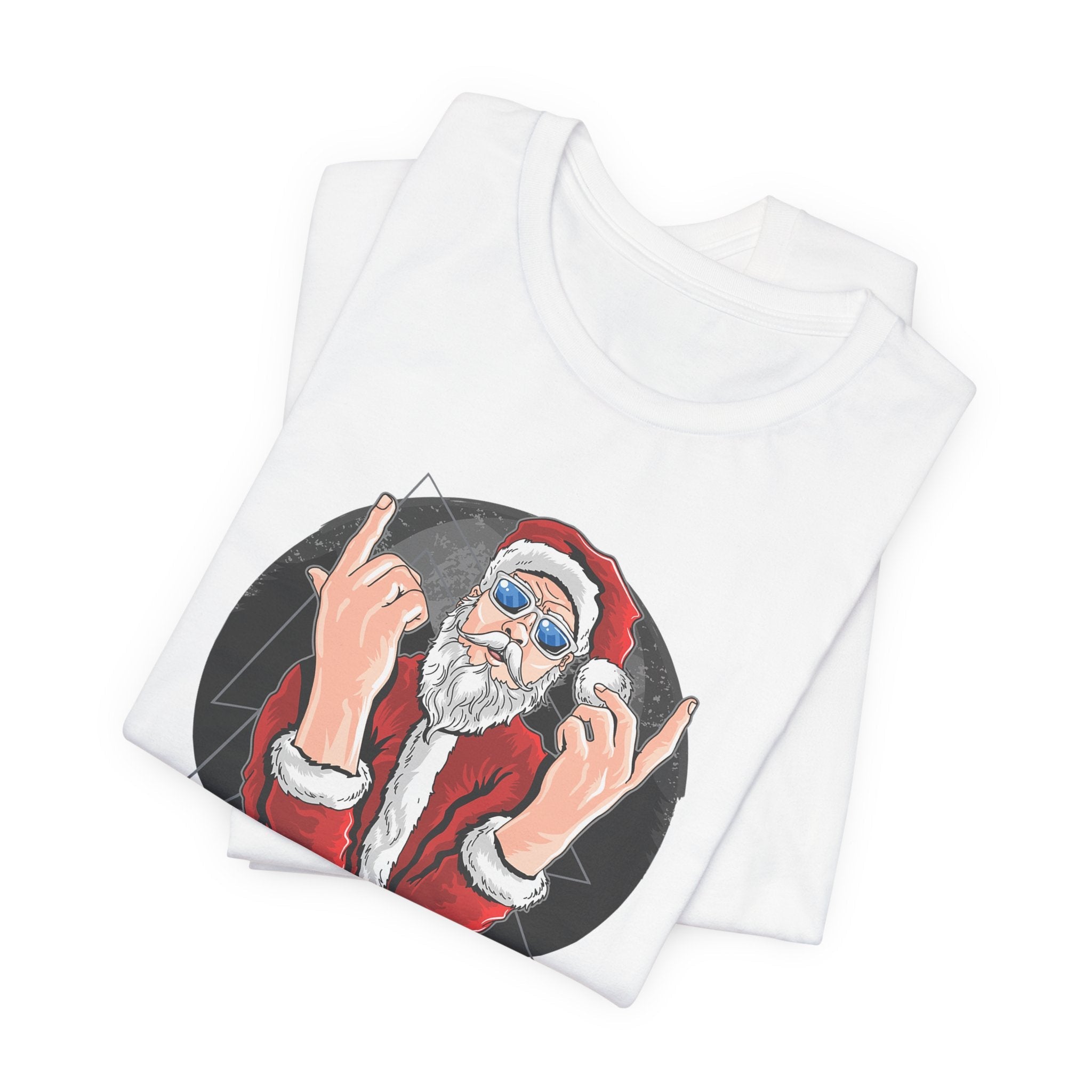 Santa Rocker Christmas Club Party Tee Retro Holiday Graphic - Etna Gift