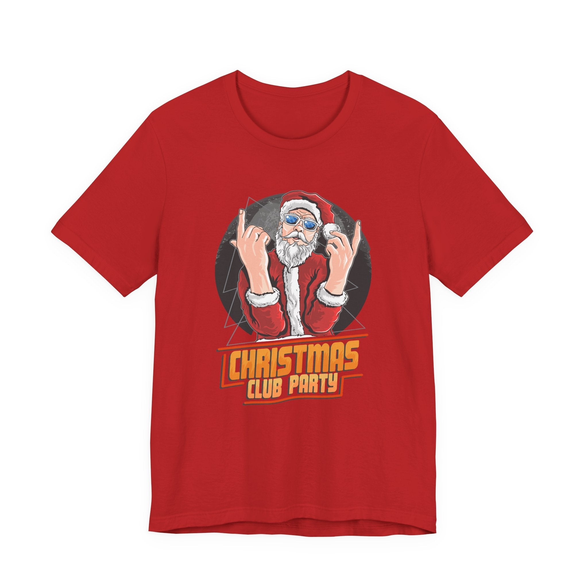 Santa Rocker Christmas Club Party Tee Retro Holiday Graphic - Etna Gift
