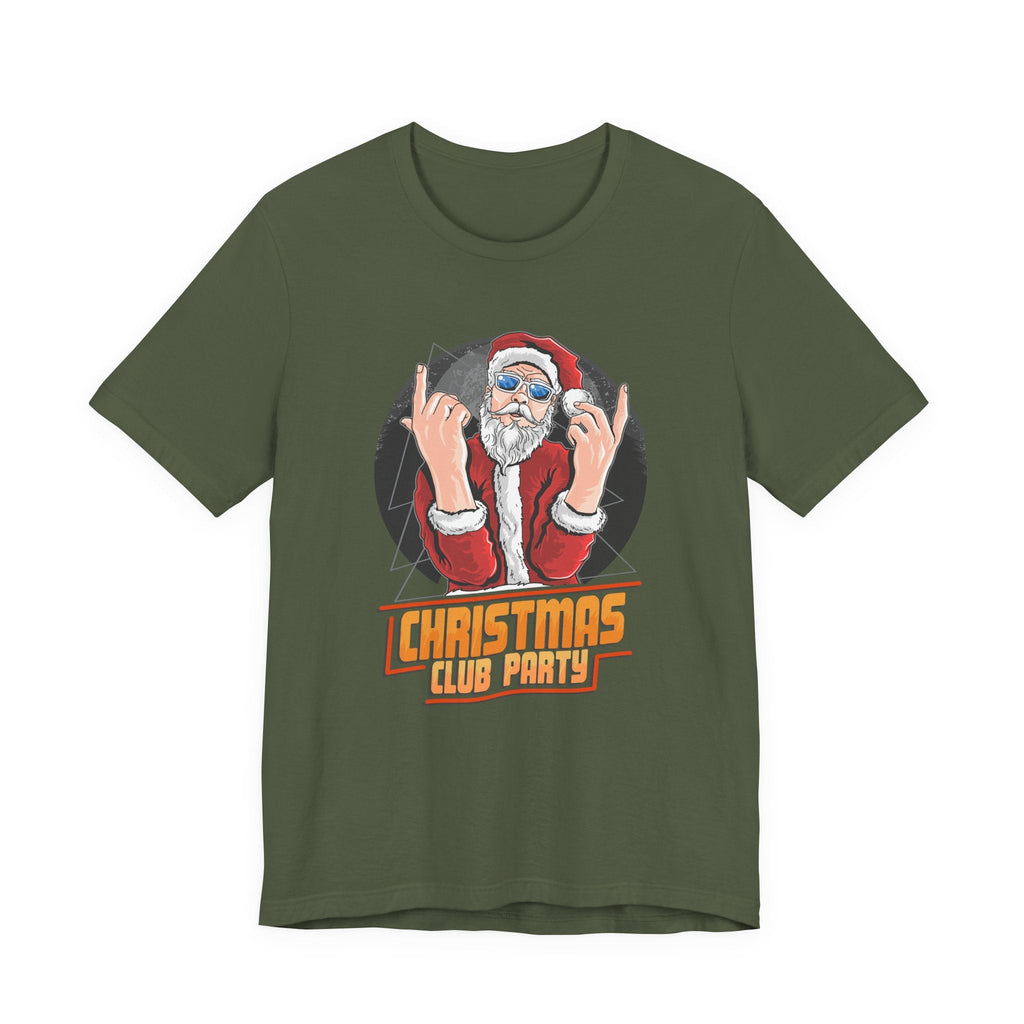 Santa Rocker Christmas Club Party Tee Retro Holiday Graphic - Etna Gift