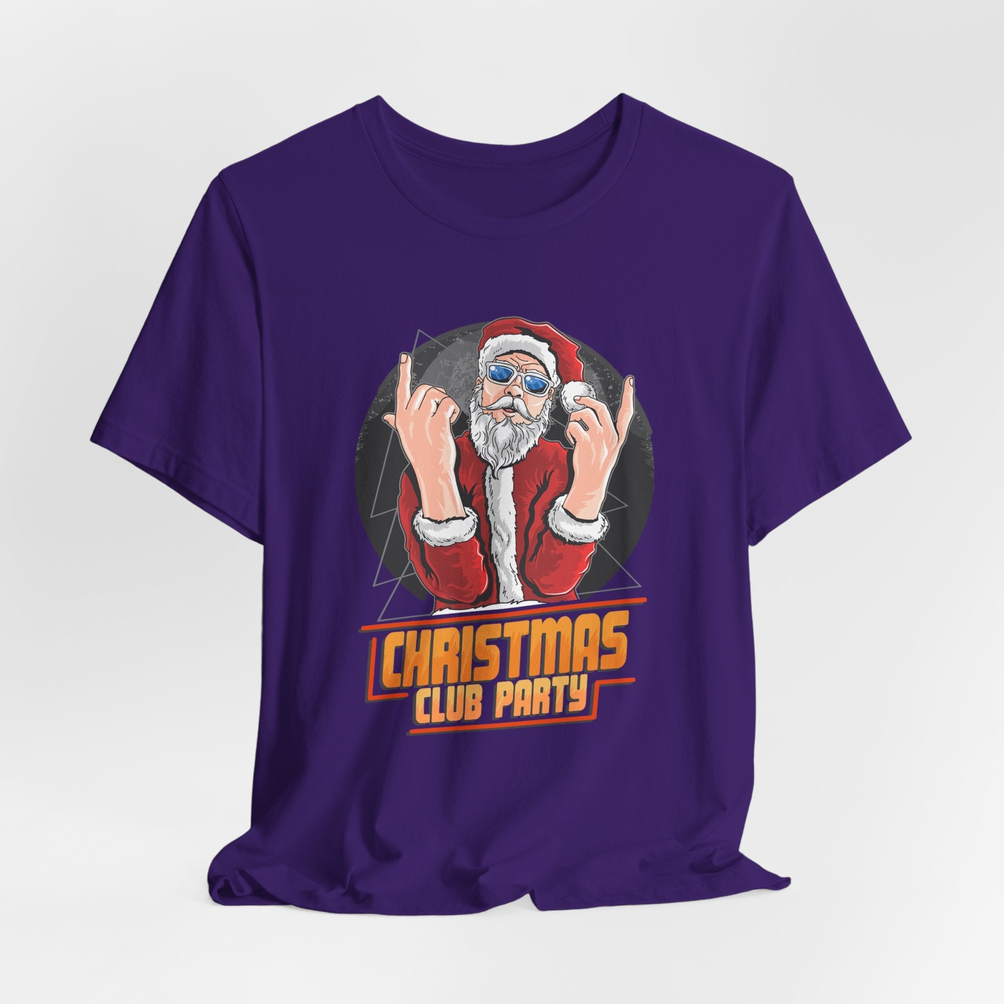 Santa Rocker Christmas Club Party Tee Retro Holiday Graphic - Etna Gift