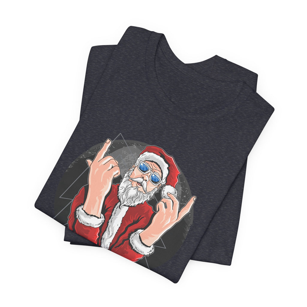 Santa Rocker Christmas Club Party Tee Retro Holiday Graphic - Etna Gift
