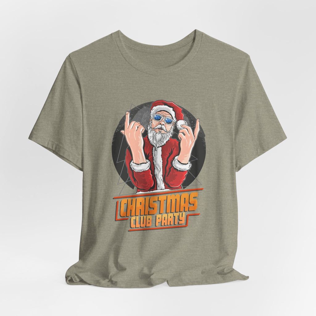 Santa Rocker Christmas Club Party Tee Retro Holiday Graphic - Etna Gift