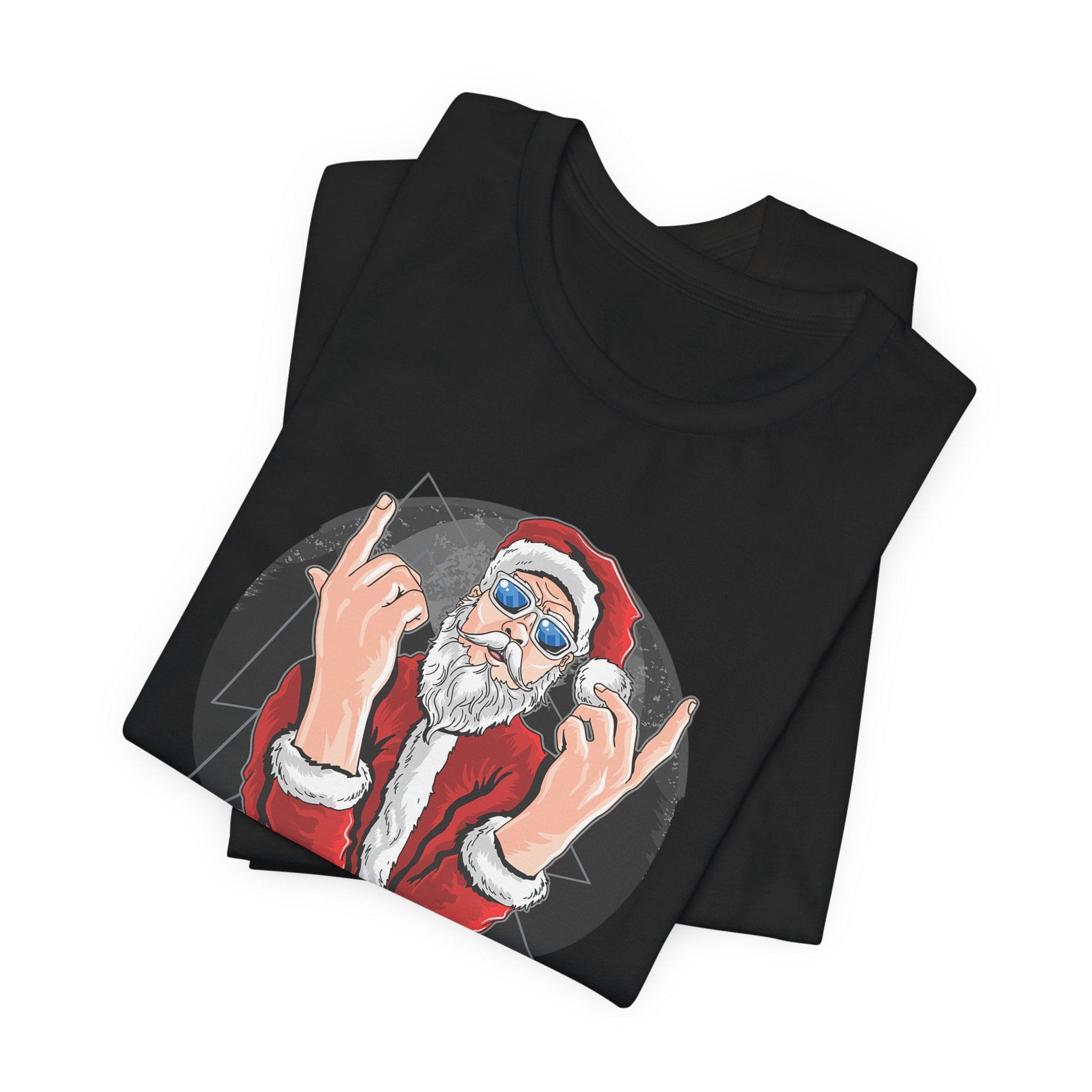 Santa Rocker Christmas Club Party Tee Retro Holiday Graphic - Etna Gift