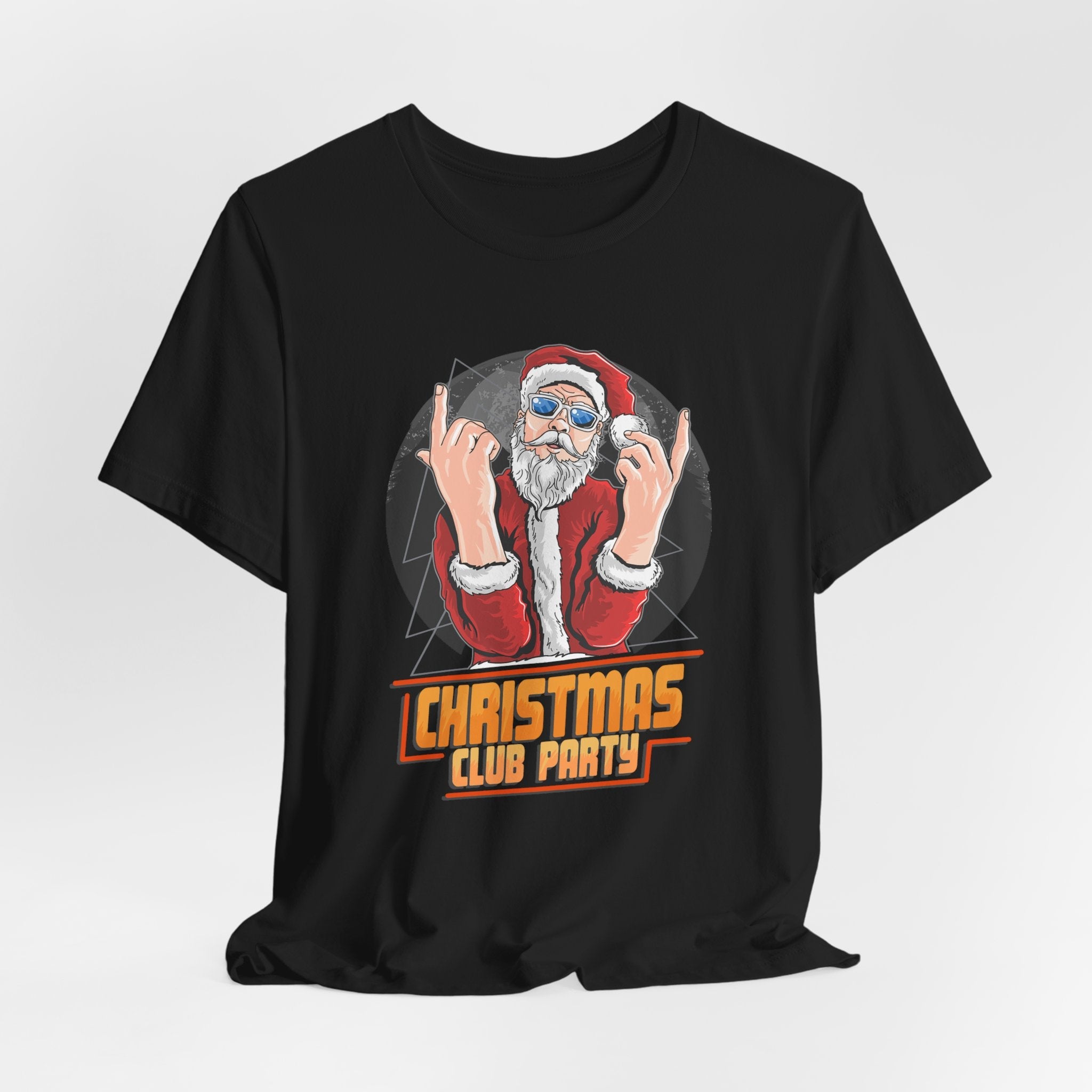 Santa Rocker Christmas Club Party Tee Retro Holiday Graphic - Etna Gift