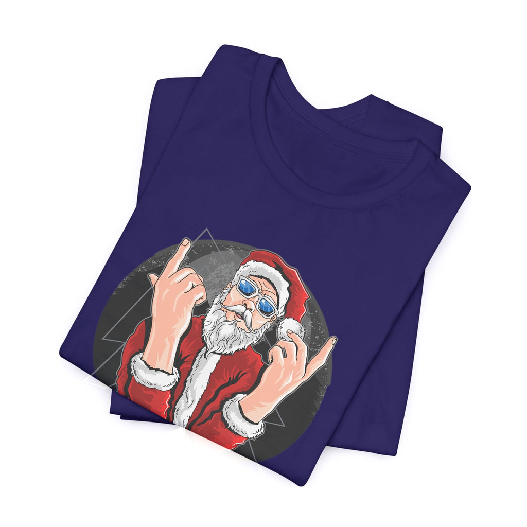 Santa Rocker Christmas Club Party Tee Retro Holiday Graphic - Etna Gift