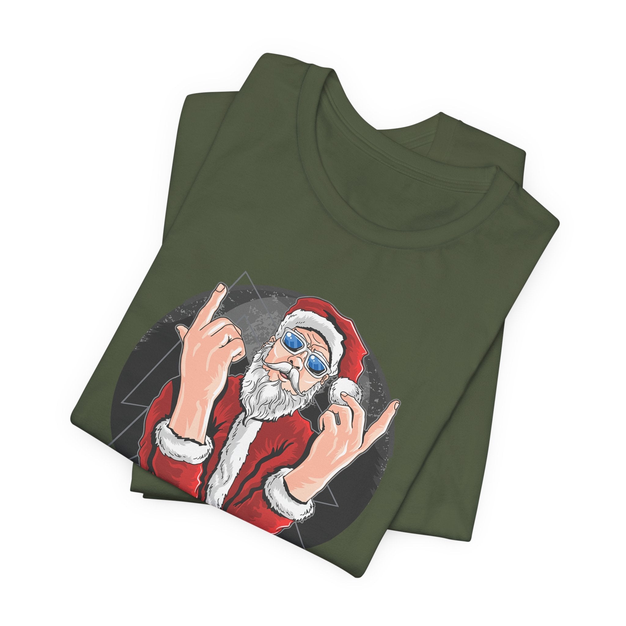 Santa Rocker Christmas Club Party Tee Retro Holiday Graphic - Etna Gift