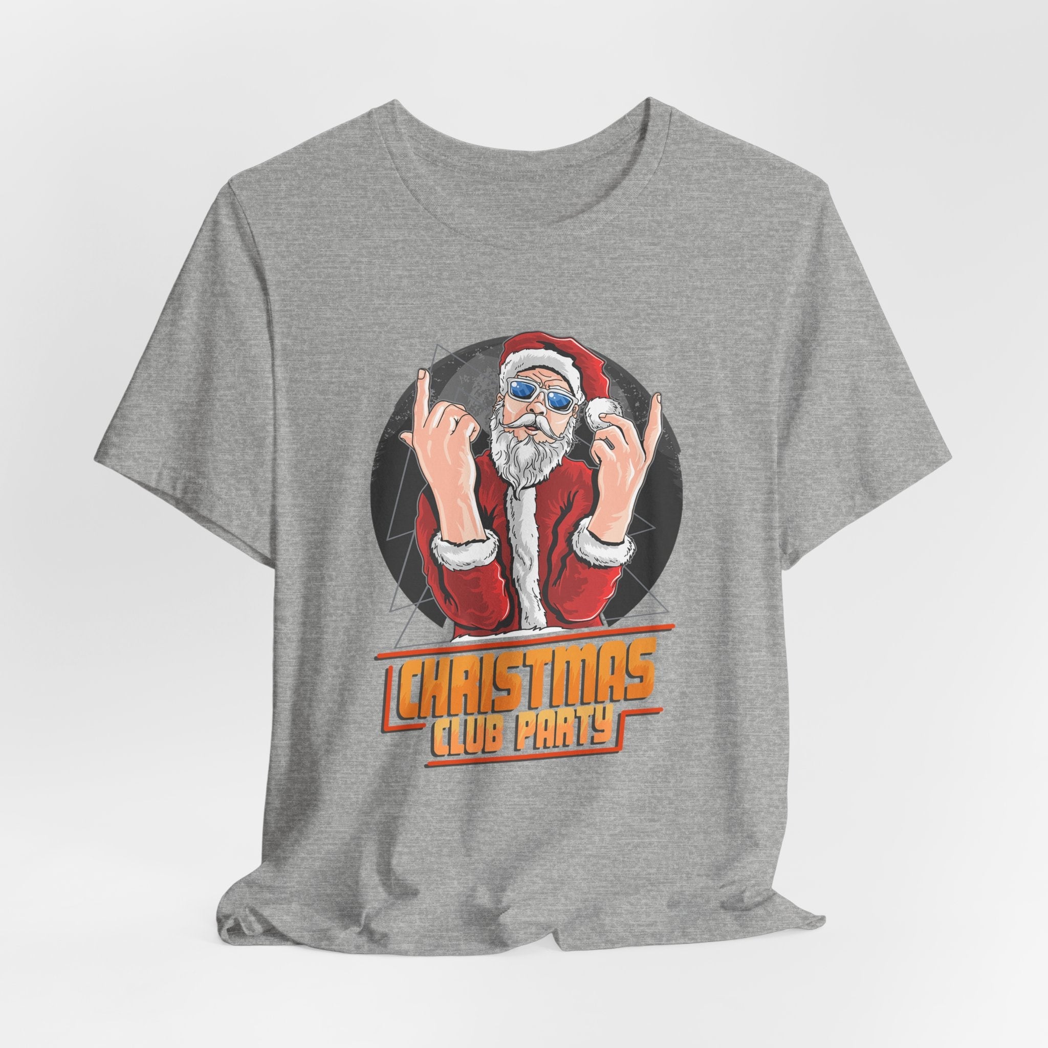 Santa Rocker Christmas Club Party Tee Retro Holiday Graphic - Etna Gift