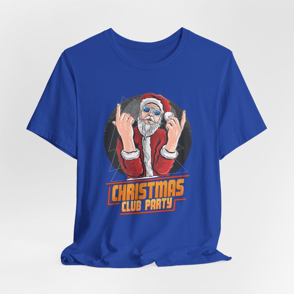 Santa Rocker Christmas Club Party Tee Retro Holiday Graphic - Etna Gift