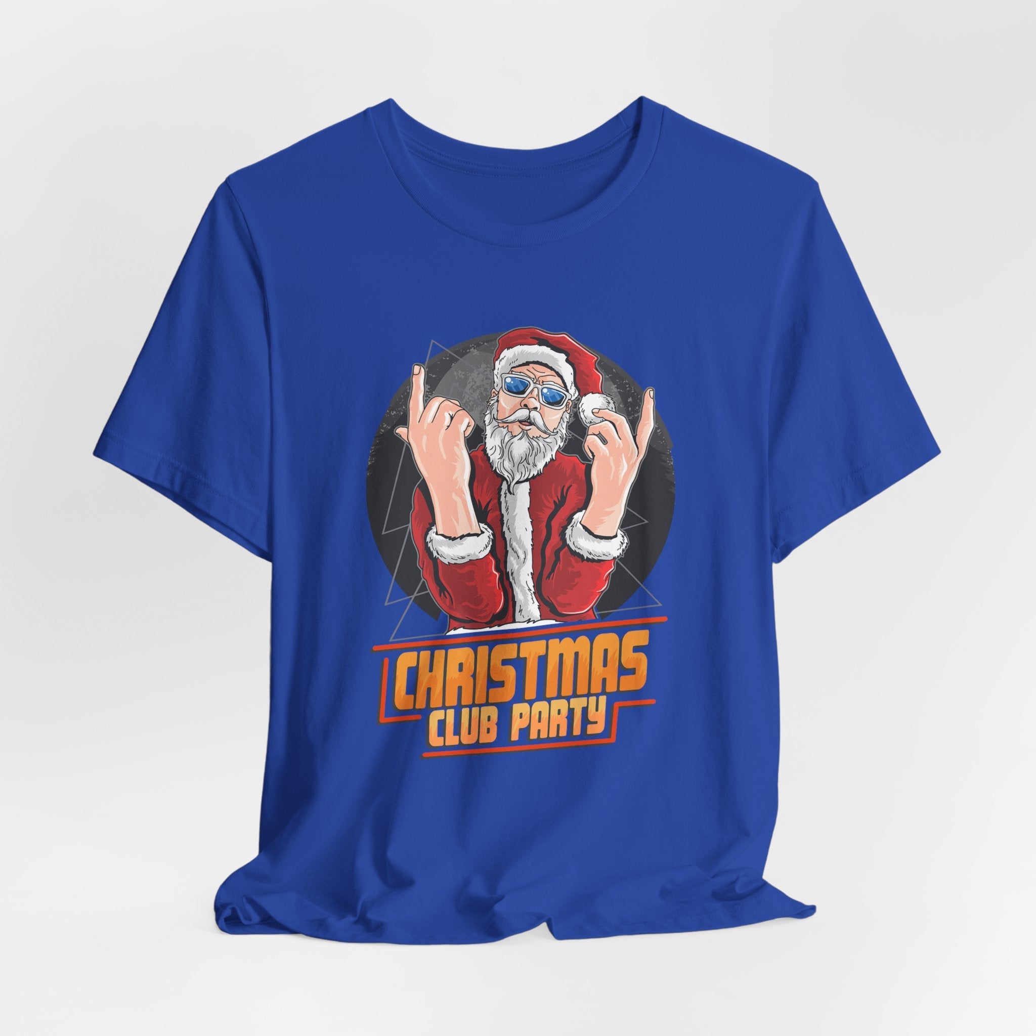 Santa Rocker Christmas Club Party Tee Retro Holiday Graphic - Etna Gift