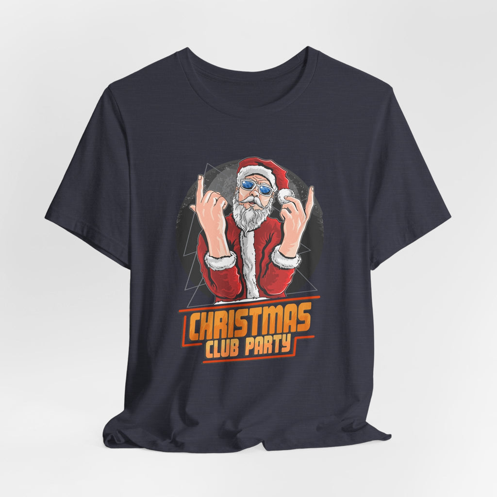 Santa Rocker Christmas Club Party Tee Retro Holiday Graphic - Etna Gift