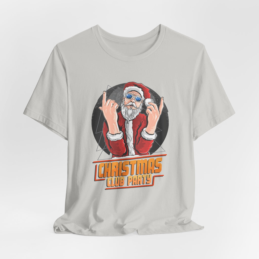 Santa Rocker Christmas Club Party Tee Retro Holiday Graphic - Etna Gift