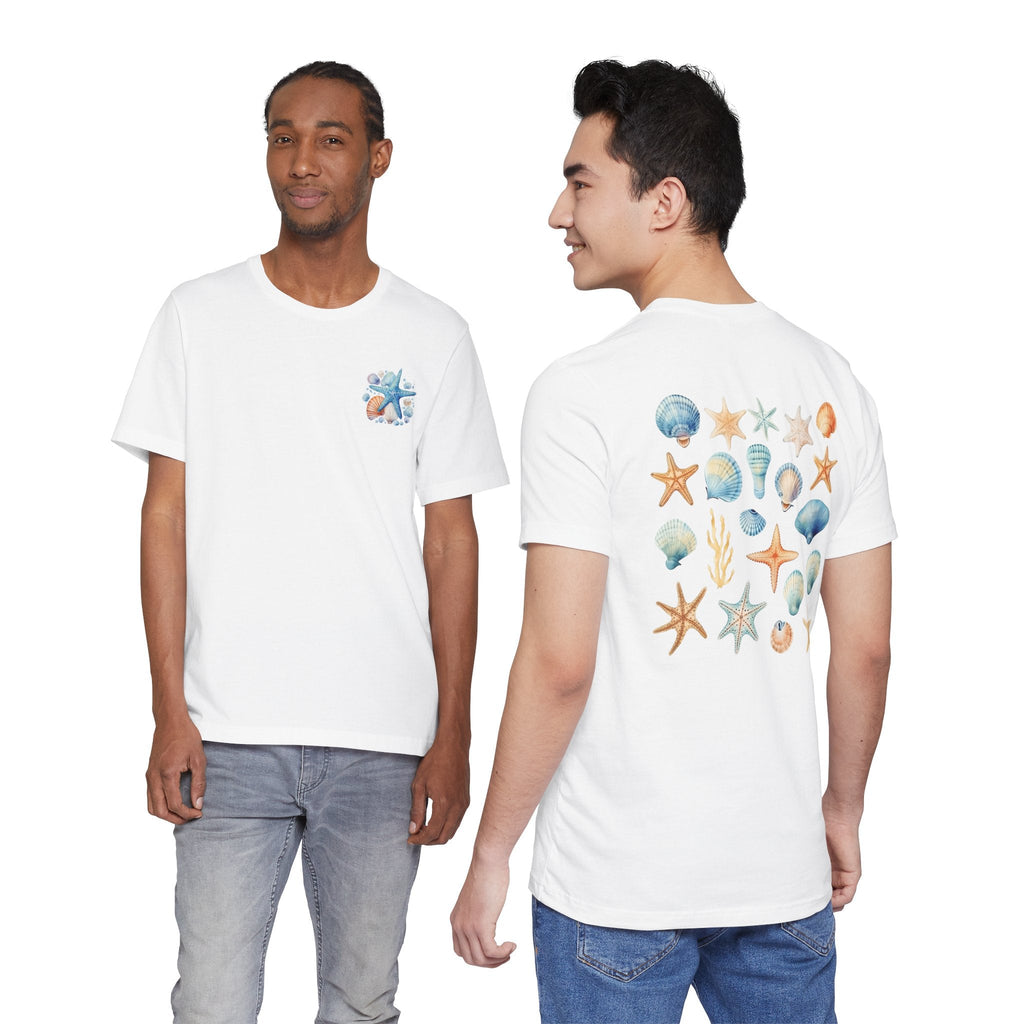 Sea Shells & Starfish T-Shirt Coastal Beach Graphic Tee - Etna Gift