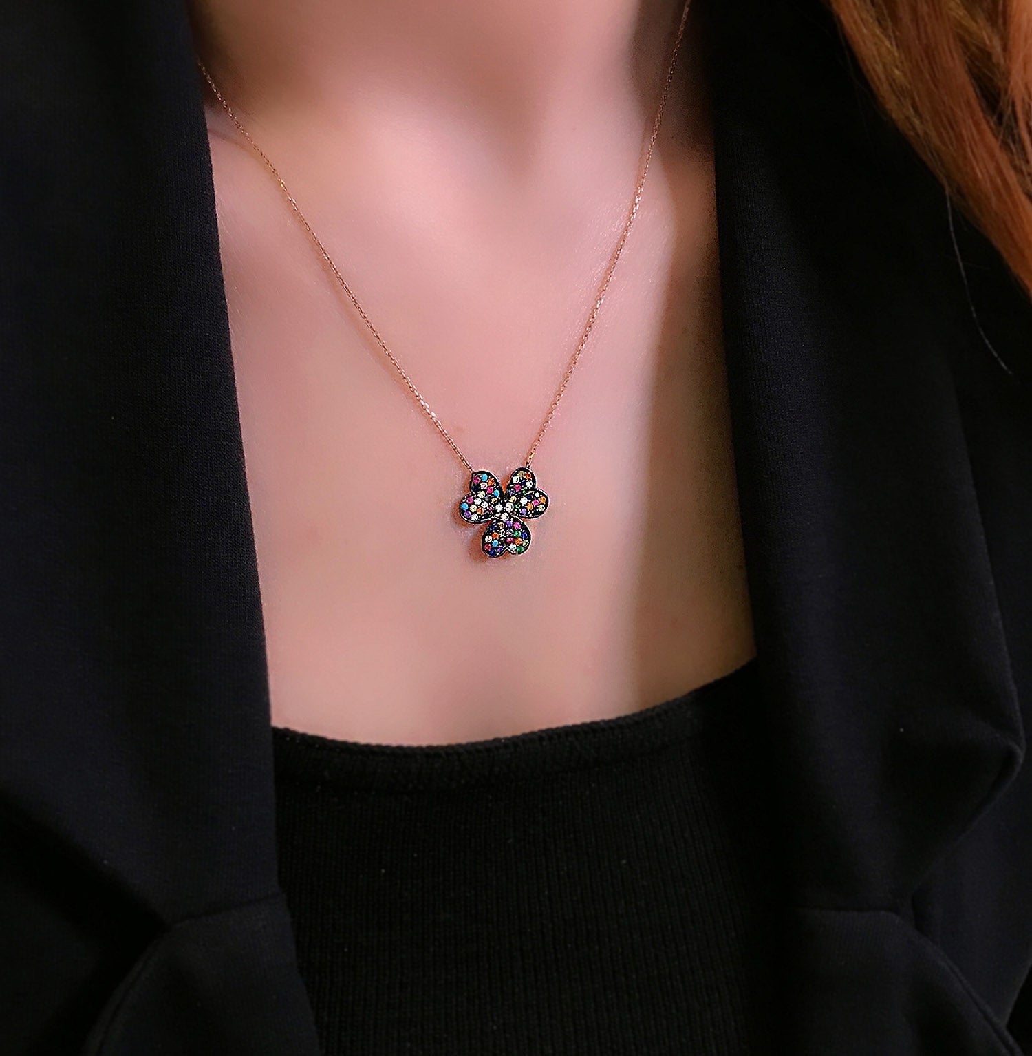 Shamrock women's necklace 925 sterling silver lucky necklace - Etna Gift