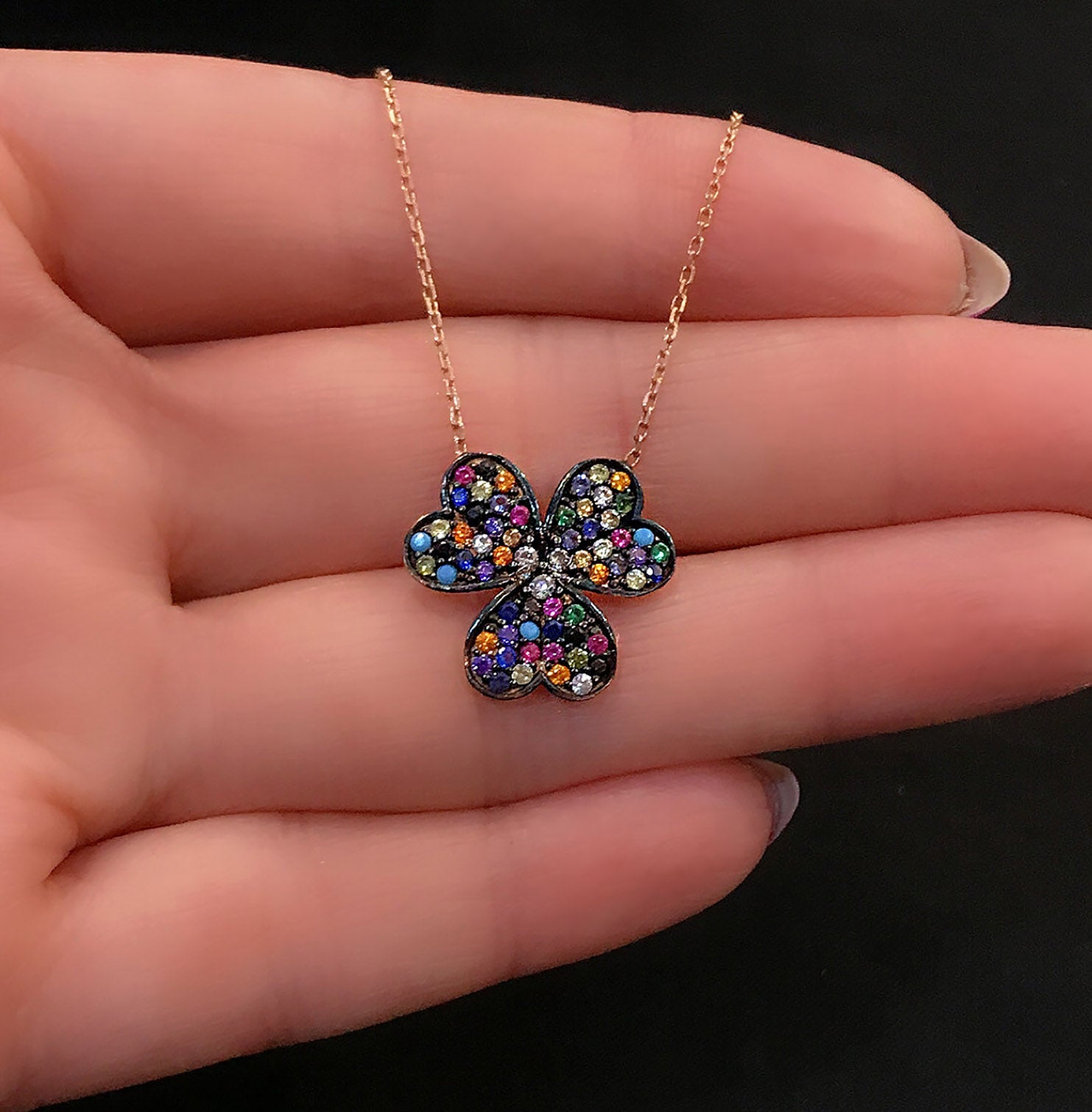 Shamrock women's necklace 925 sterling silver lucky necklace - Etna Gift