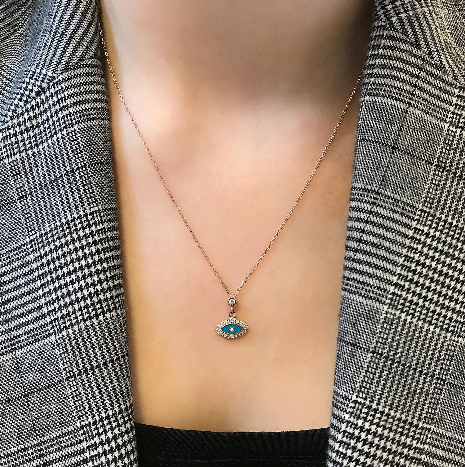 Silver eye necklace 925 sterling silver turquoise eye necklace - Etna Gift
