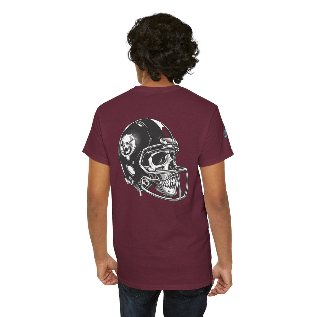 Skull Helmet Football Tee — Grunge Athletic Graphic T‑Shirt - Etna Gift
