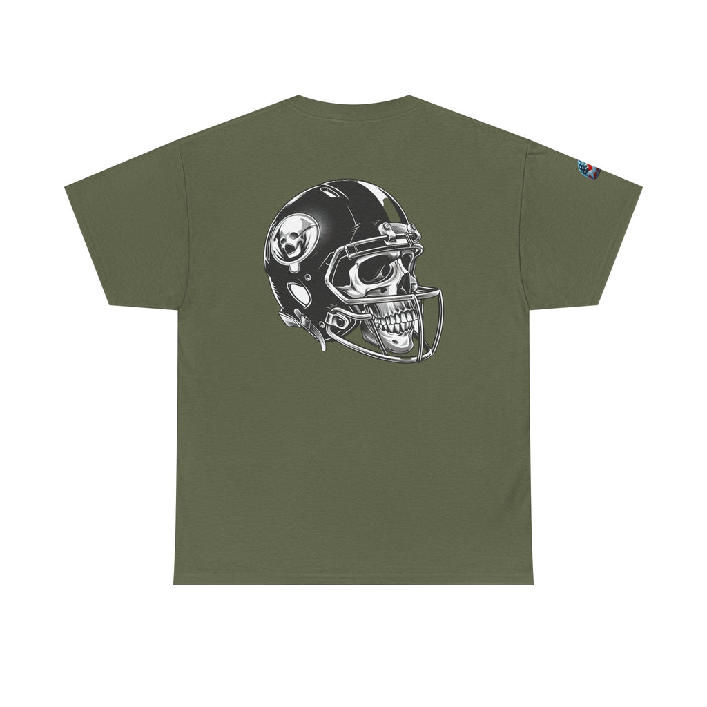 Skull Helmet Football Tee — Grunge Athletic Graphic T‑Shirt - Etna Gift