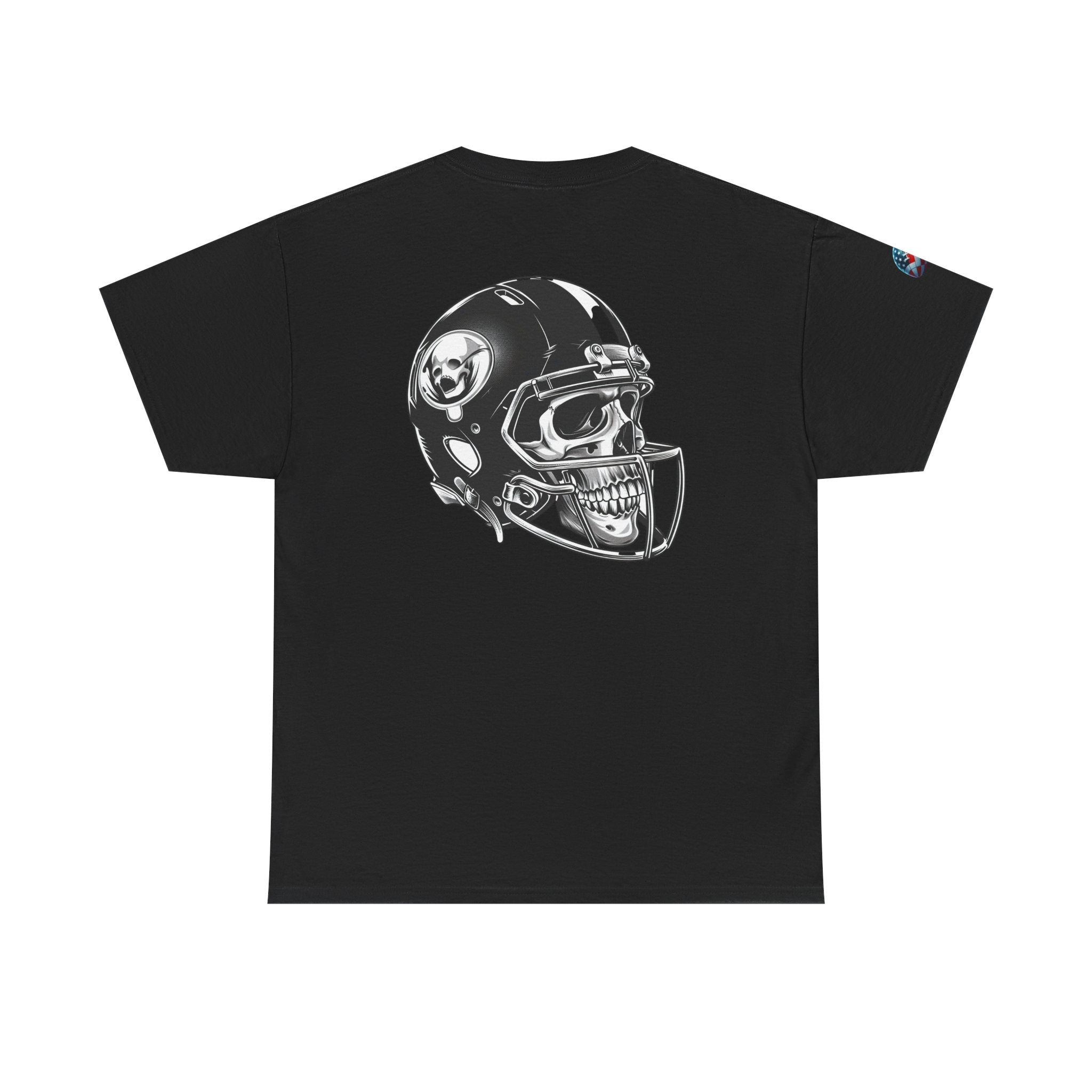 Skull Helmet Football Tee — Grunge Athletic Graphic T‑Shirt - Etna Gift