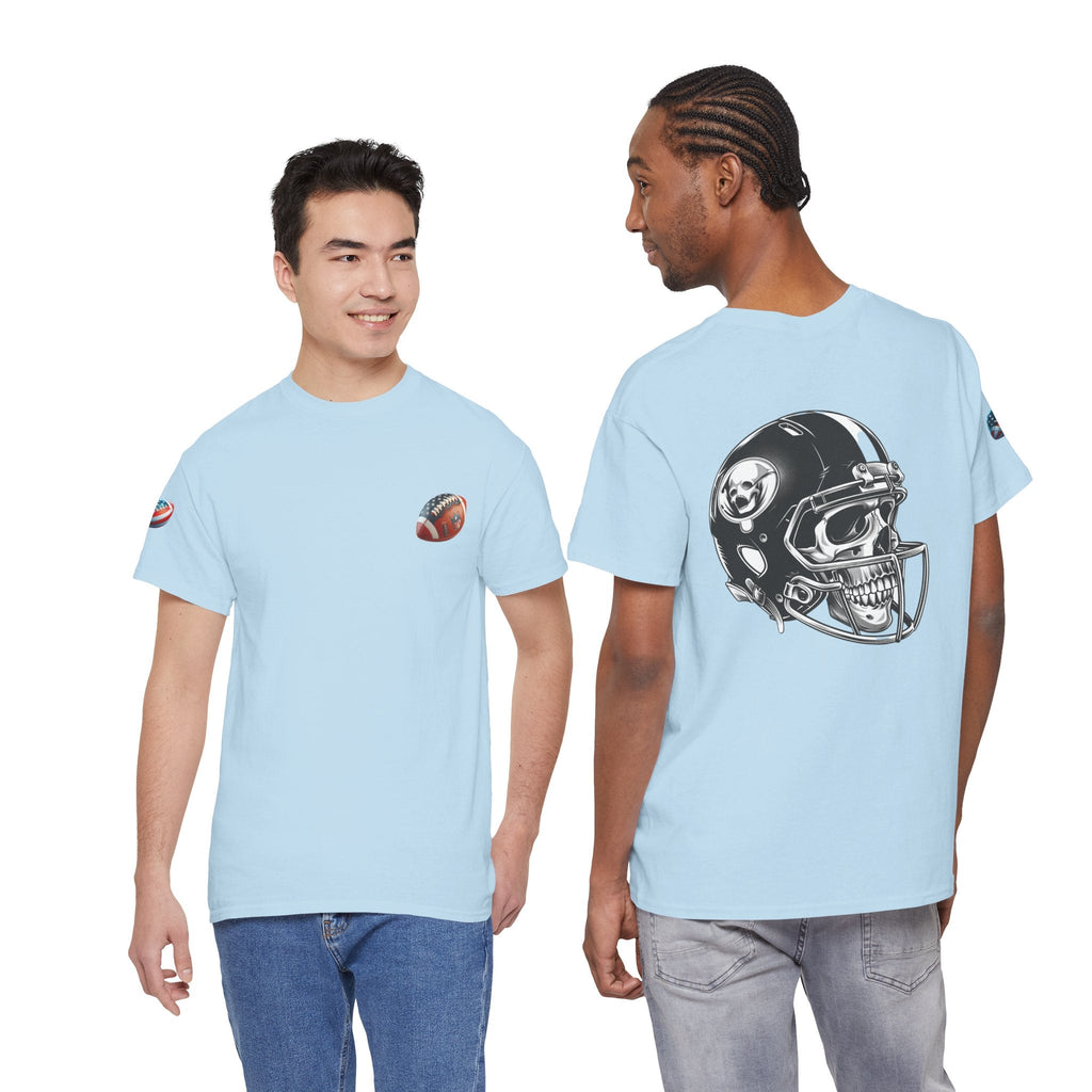 Skull Helmet Football Tee — Grunge Athletic Graphic T‑Shirt - Etna Gift