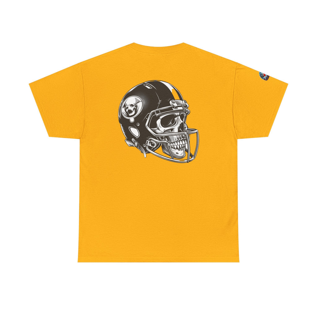 Skull Helmet Football Tee — Grunge Athletic Graphic T‑Shirt - Etna Gift