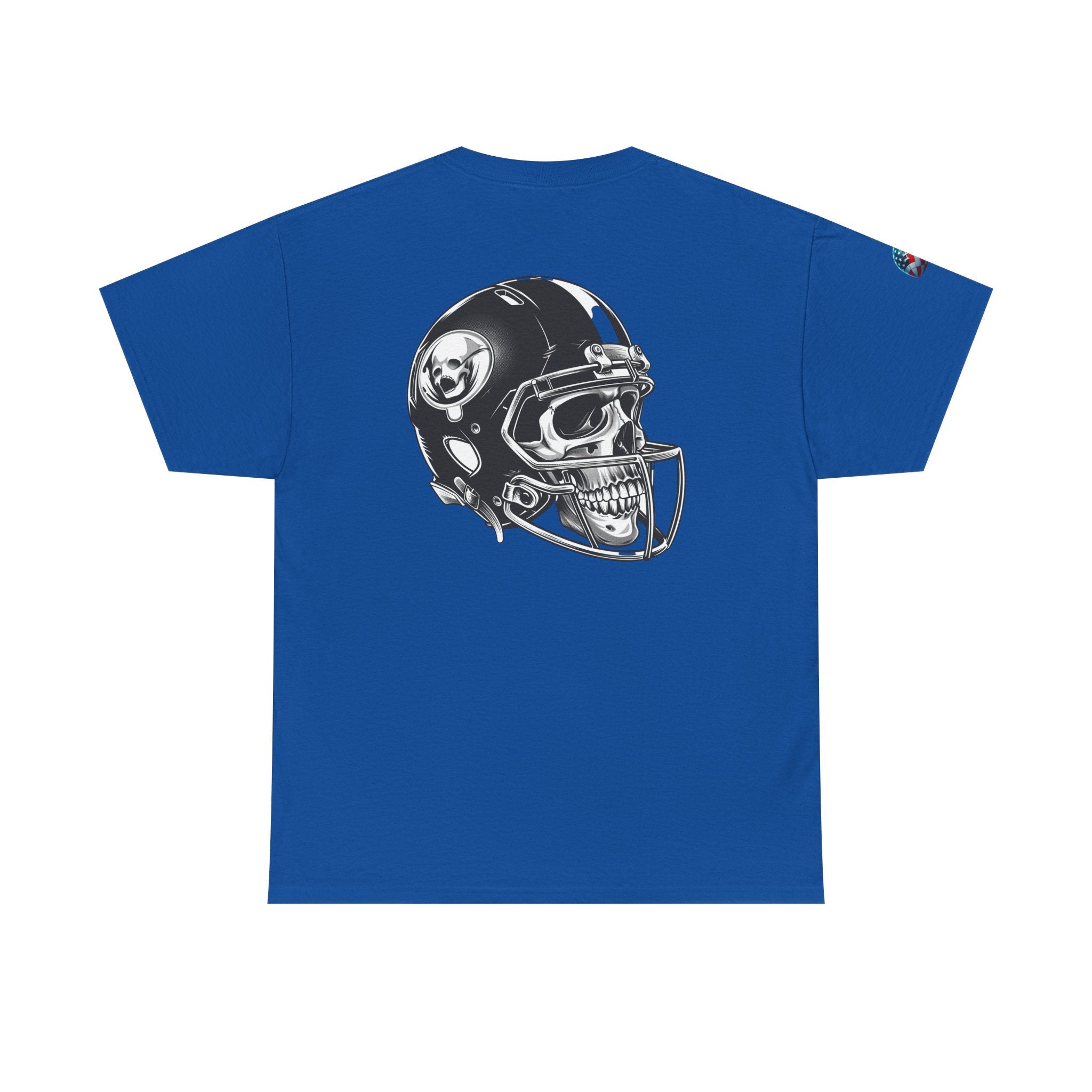 Skull Helmet Football Tee — Grunge Athletic Graphic T‑Shirt - Etna Gift