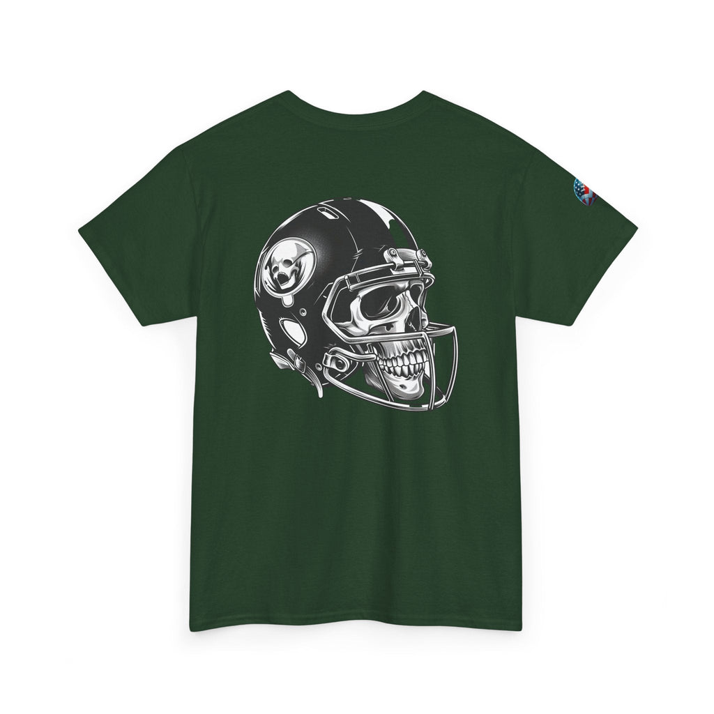 Skull Helmet Football Tee — Grunge Athletic Graphic T‑Shirt - Etna Gift
