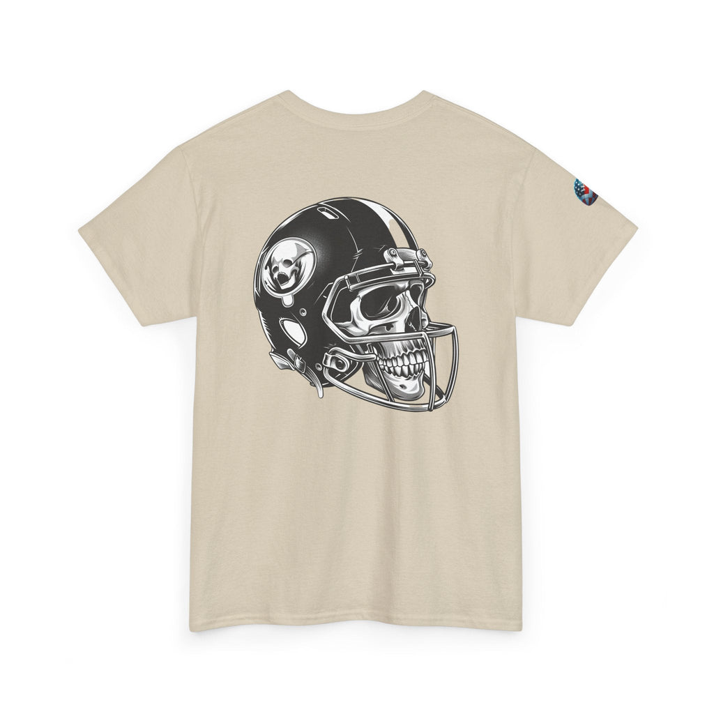 Skull Helmet Football Tee — Grunge Athletic Graphic T‑Shirt - Etna Gift