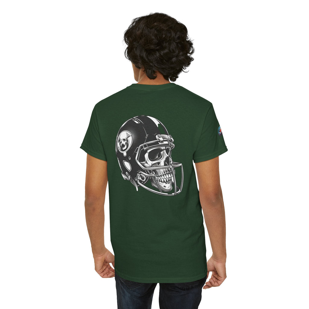 Skull Helmet Football Tee — Grunge Athletic Graphic T‑Shirt - Etna Gift