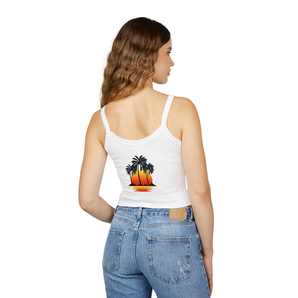Spaghetti Strap Tank Tropical Starfish & Sunset Palm Island Graphic - Etna Gift