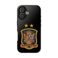 Spain Soccer Crest Tough Phone Case Black Protective iPhone Case with Two Stars - Etna Gift