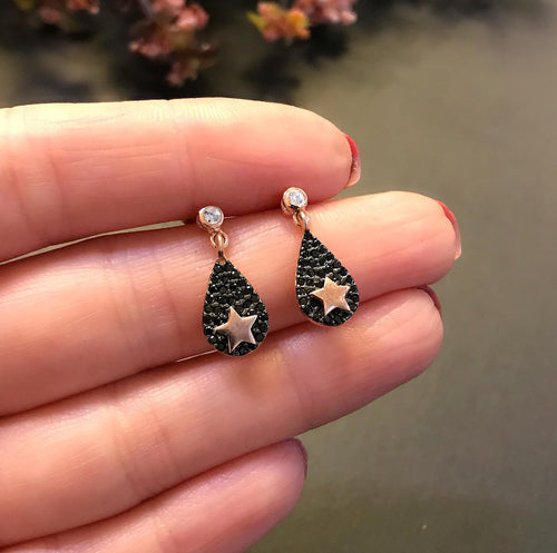 Star-shaped silver earrings, 925 sterling silver - Etna Gift