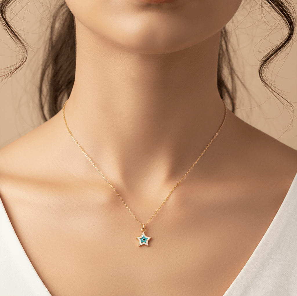 Star silver necklace 925 sterling silver star necklace - Etna Gift