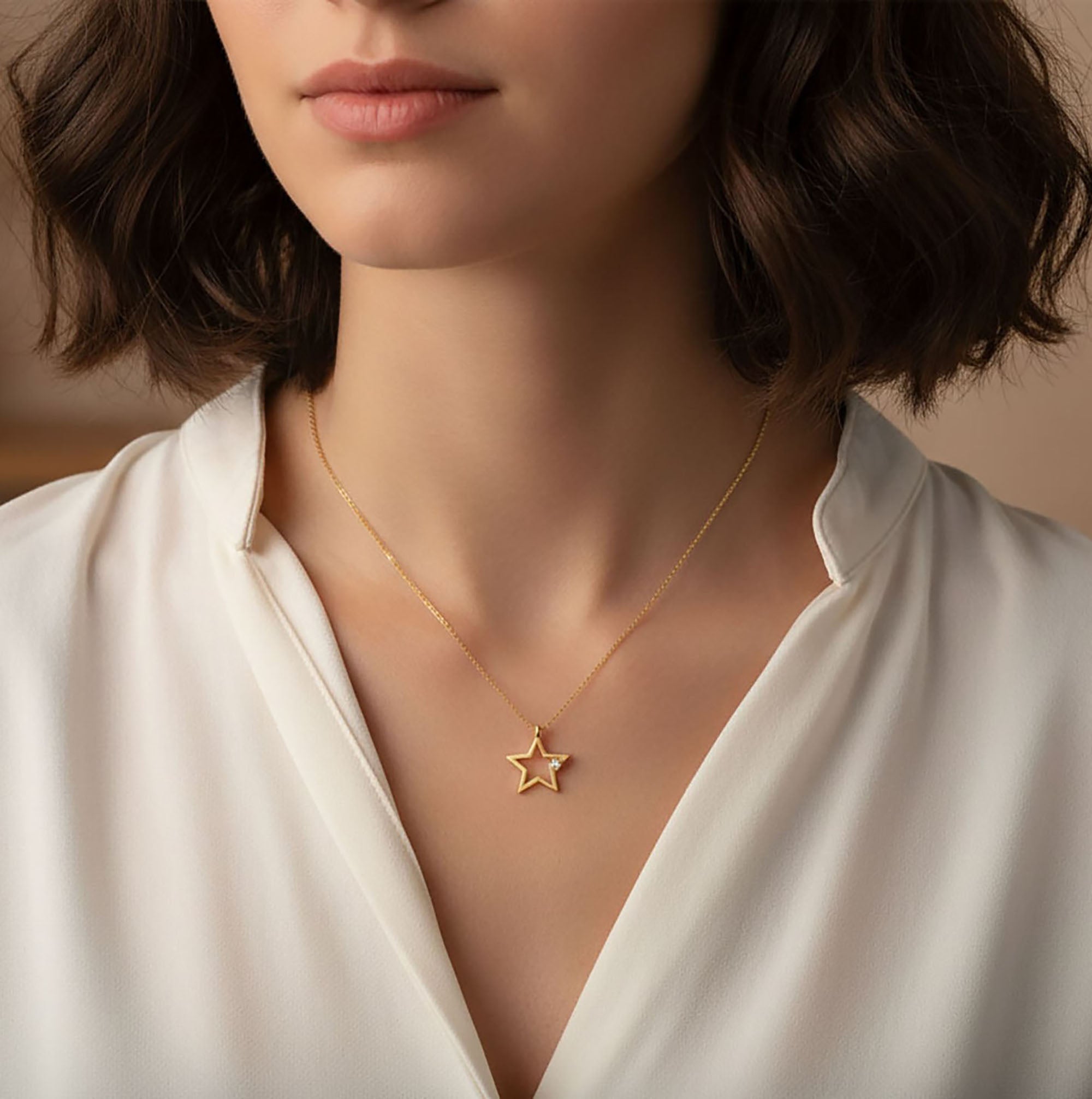Star silver necklace 925 sterling silver star necklace - Etna Gift