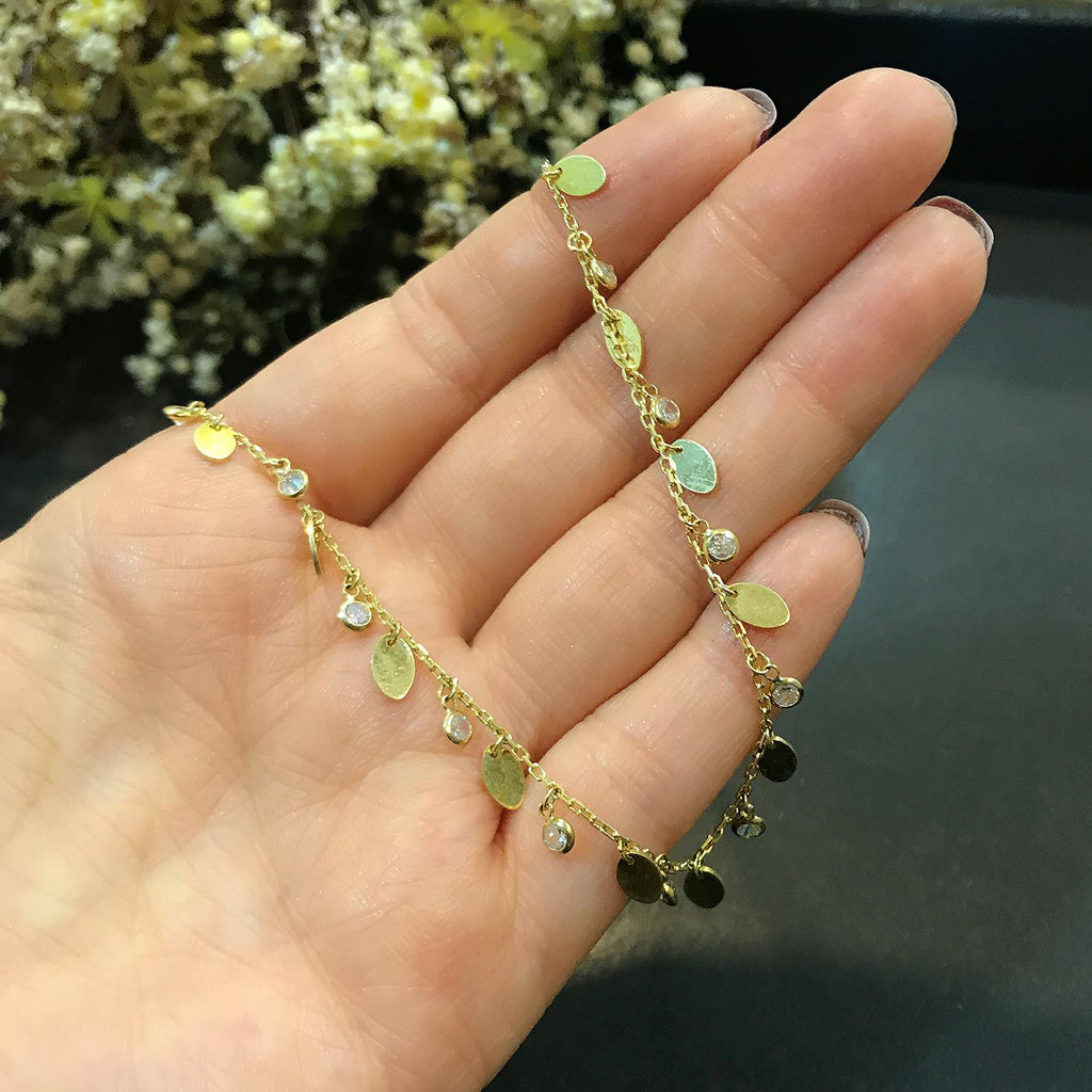 Beaded stone necklace, 925 sterling silver beaded stone necklace