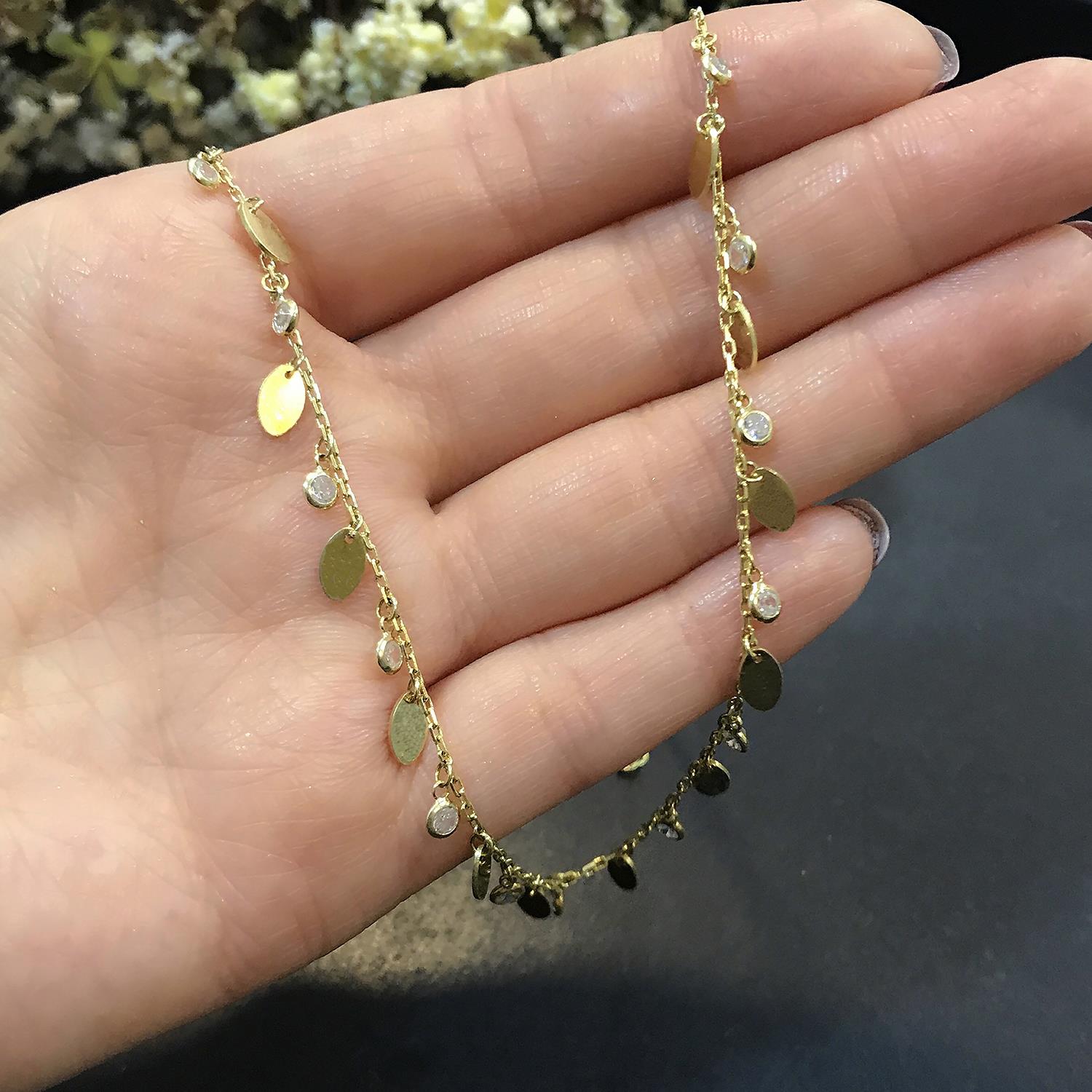 Beaded stone necklace, 925 sterling silver beaded stone necklace