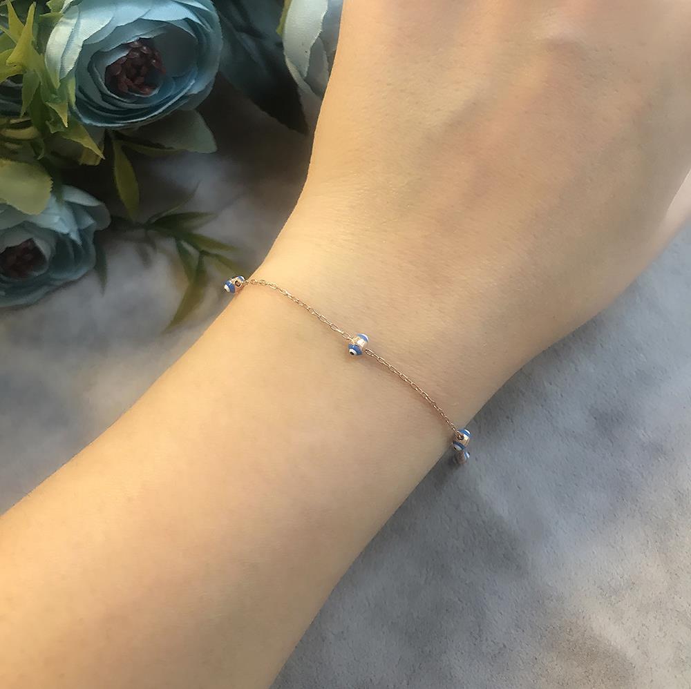 Evil eye charm silver 1-row bracelet 925 sterling silver bracelet