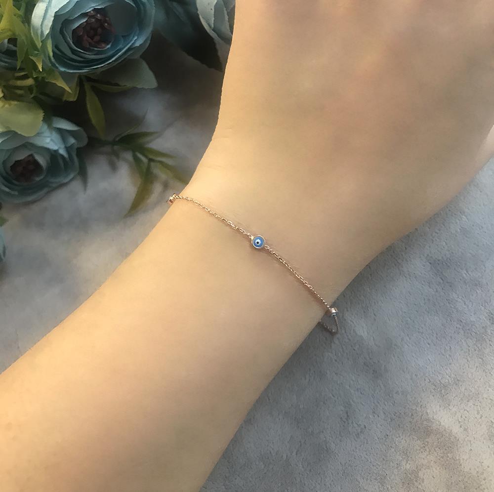 Evil eye charm silver 1-row bracelet 925 sterling silver bracelet