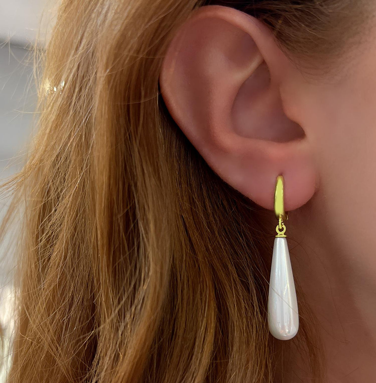 Stela Pearl Drop Sterling Silver Gold Earrings - Etna Gift