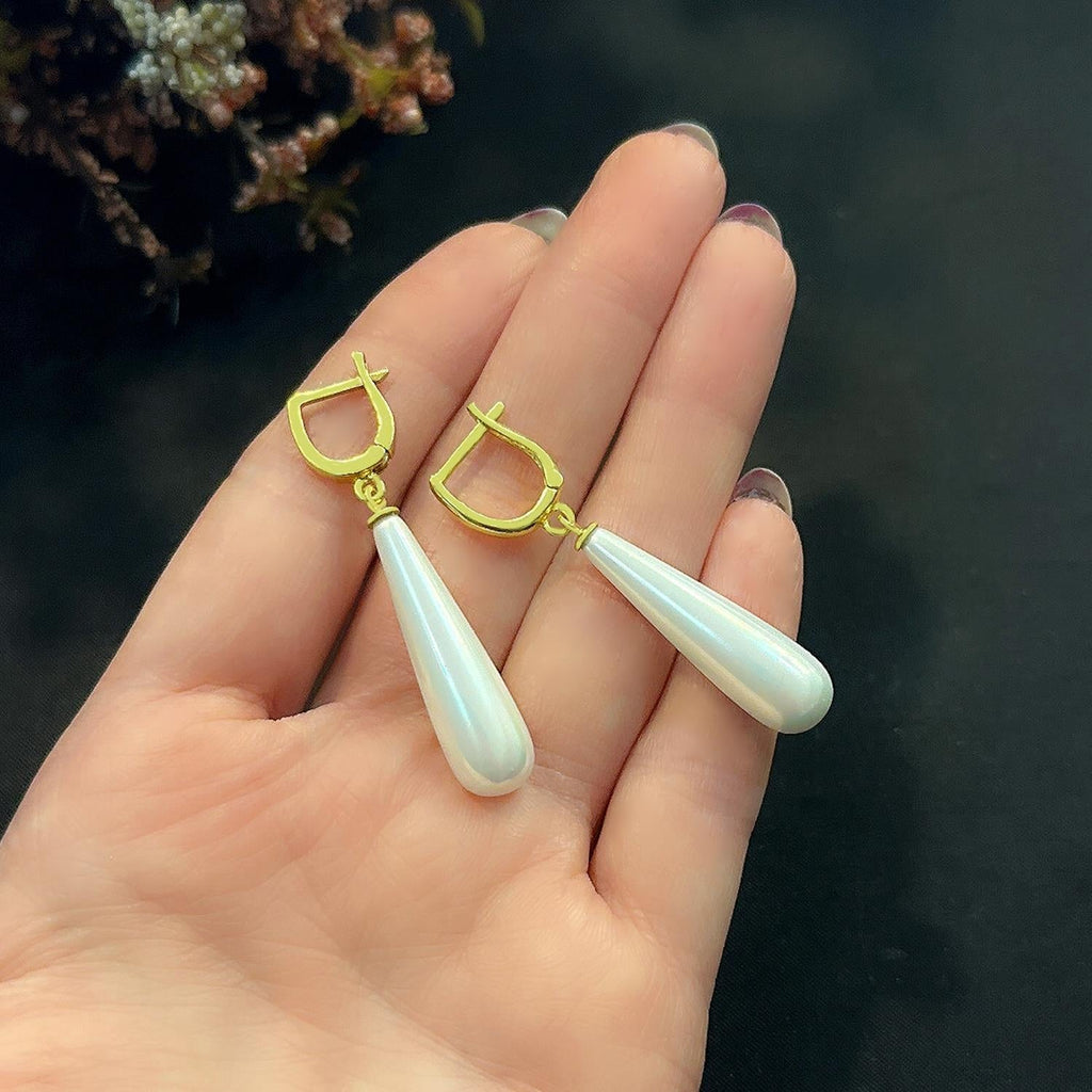 Stela Pearl Drop Sterling Silver Gold Earrings - Etna Gift